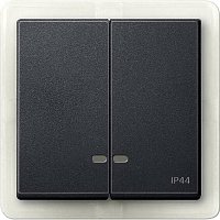 Лицевая панель Schneider Electric Merten System M для 2-кл. выключателя с подсветкой IP44 антрацит